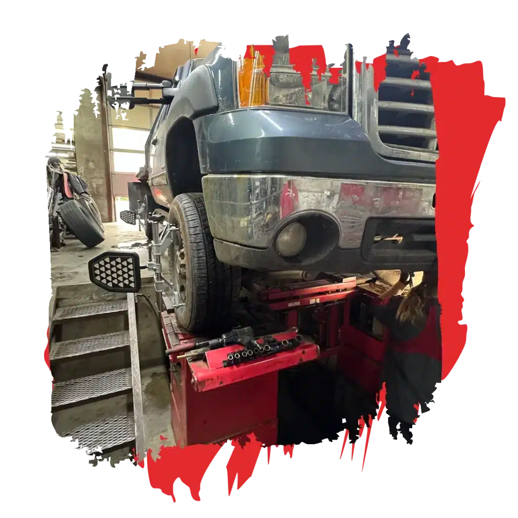 a truck on a lift