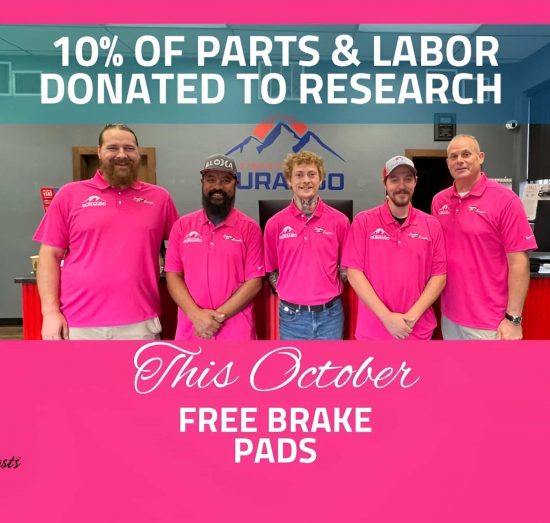 Brakes for Breasts 2025 in Durango, CO At Firestone of Durango. Firestone of Durango auto repair team showing support for Brakes for Breasts breast cancer fundraiser