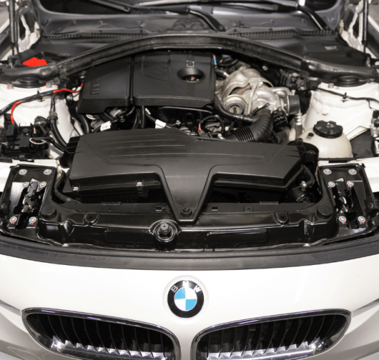 bmw services in Durango, CO, auto repair in Durango, CO at Firestone of Durango. Image showcasing the engine bay of a white BMW